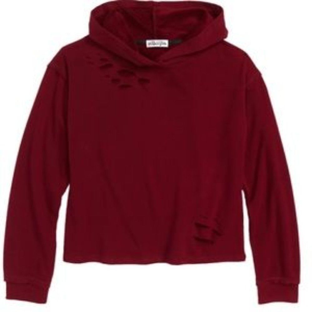 Ten Sixty Sherman Girls: Deconstructed Hoodie - size Medium in Maroon